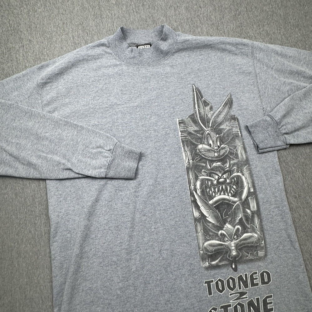 Signal Long Sleeve Warner Bros Gray Looney Toons Tooned 2 Stone 90s VTG XL Taz
